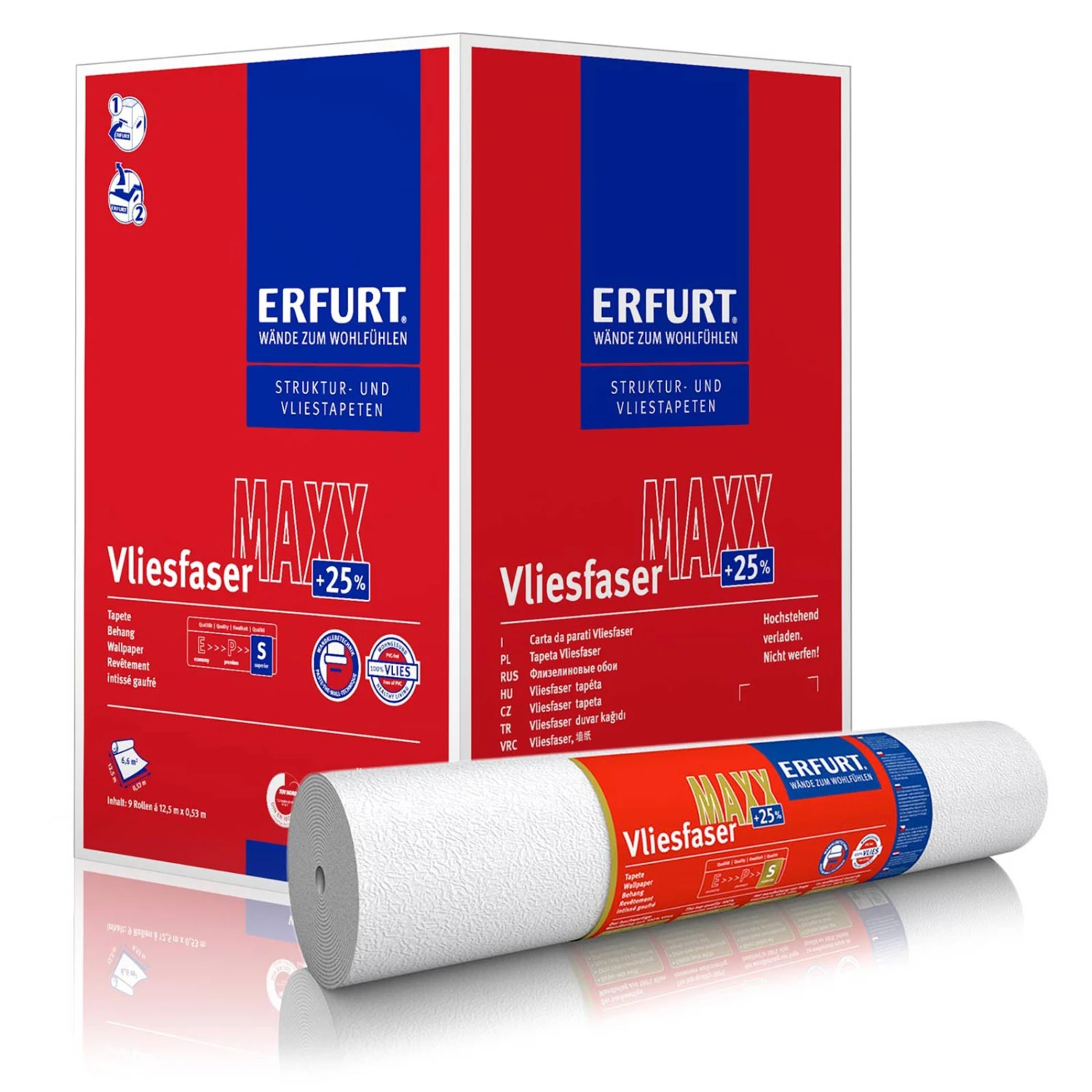 9 Rollen Erfurt Vliesfaser Maxx Mello 301 Superior 59,63m² 3 9 Rollen Erfurt Vliesfaser Maxx Mello 301 Superior 59,63m²