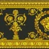 Versace Home Bordüre Medusa Lorbeer Schwarz Gold 34305-1 -Tapetengeschäft Borduere Versace Home Lorbeer Medusa schwarz gold