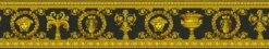 Versace Home Bordüre Medusa Lorbeer Schwarz Gold 34305-1