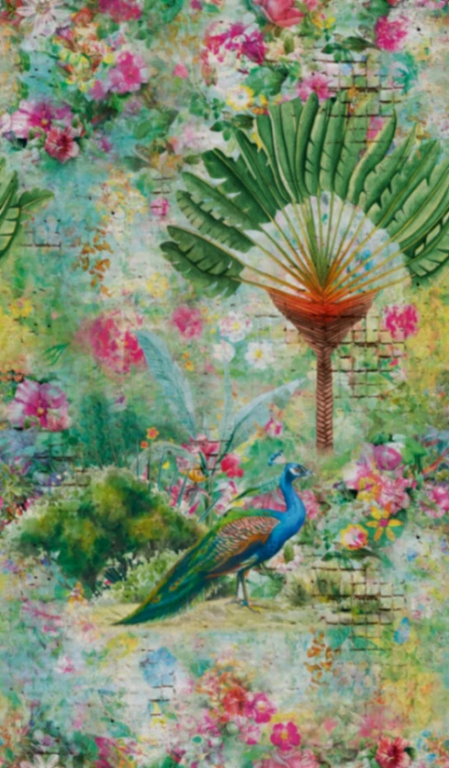 Fototapete Vlies Blumen Pfau Garten Floral Grün 47259 4 Fototapete Vlies Blumen Pfau Garten Floral Grün 47259 – Bild 2