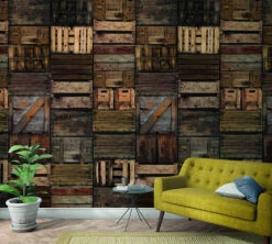 Fototapete Vlies Kisten Holz Design Braun 47211