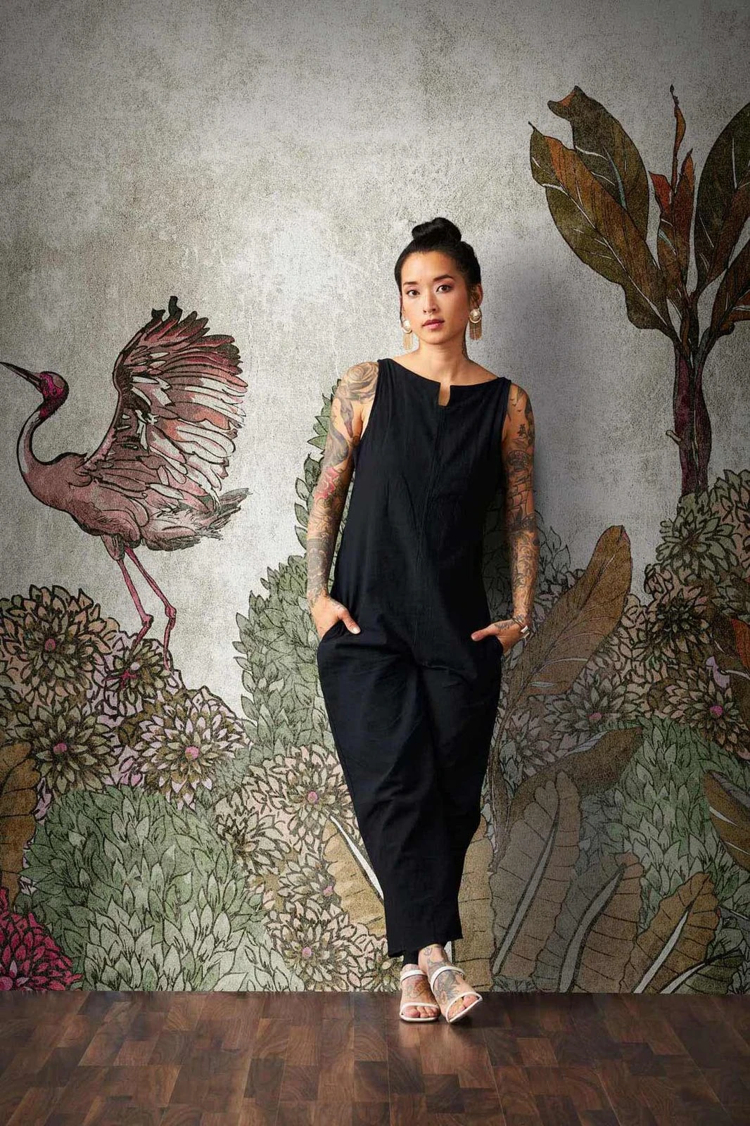 A.S. Creation Fototapeten Vögel Pflanzen Floral Grau Grün 38234-1 3 A.S. Creation Fototapeten Vögel Pflanzen Floral Grau Grün 38234-1