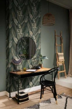 Vliestapete Rasch 751826 Blattmuster Grün Gold Metallic