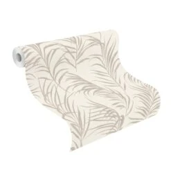 Tapete Barbara Home Collection Floral Blätter Weiß-Taupe -Tapetengeschäft Tapete Barbara Home Collection Floral Blaetter Weiss Taupe 63212144 3
