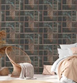 A.S. Creation Tapete Vlies 37740-1 Gitter Floral Schwarz Orange Blau -Tapetengeschäft Tapete Vlies 37740 1 Gitter Floral schwarz orange blau 63205773 2