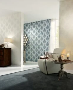 Tapete Vlies Architects Paper Barock Silber Glanz 95981-2 -Tapetengeschäft Tapete Vlies Barock Strukturiert weiss Metallic 2