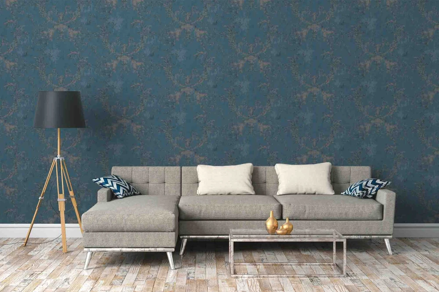 A.S. Creation Tapete Vlies Barock-Design Blau Silber 37648-5 7 A.S. Creation Tapete Vlies Barock-Design Blau Silber 37648-5 – Bild 5