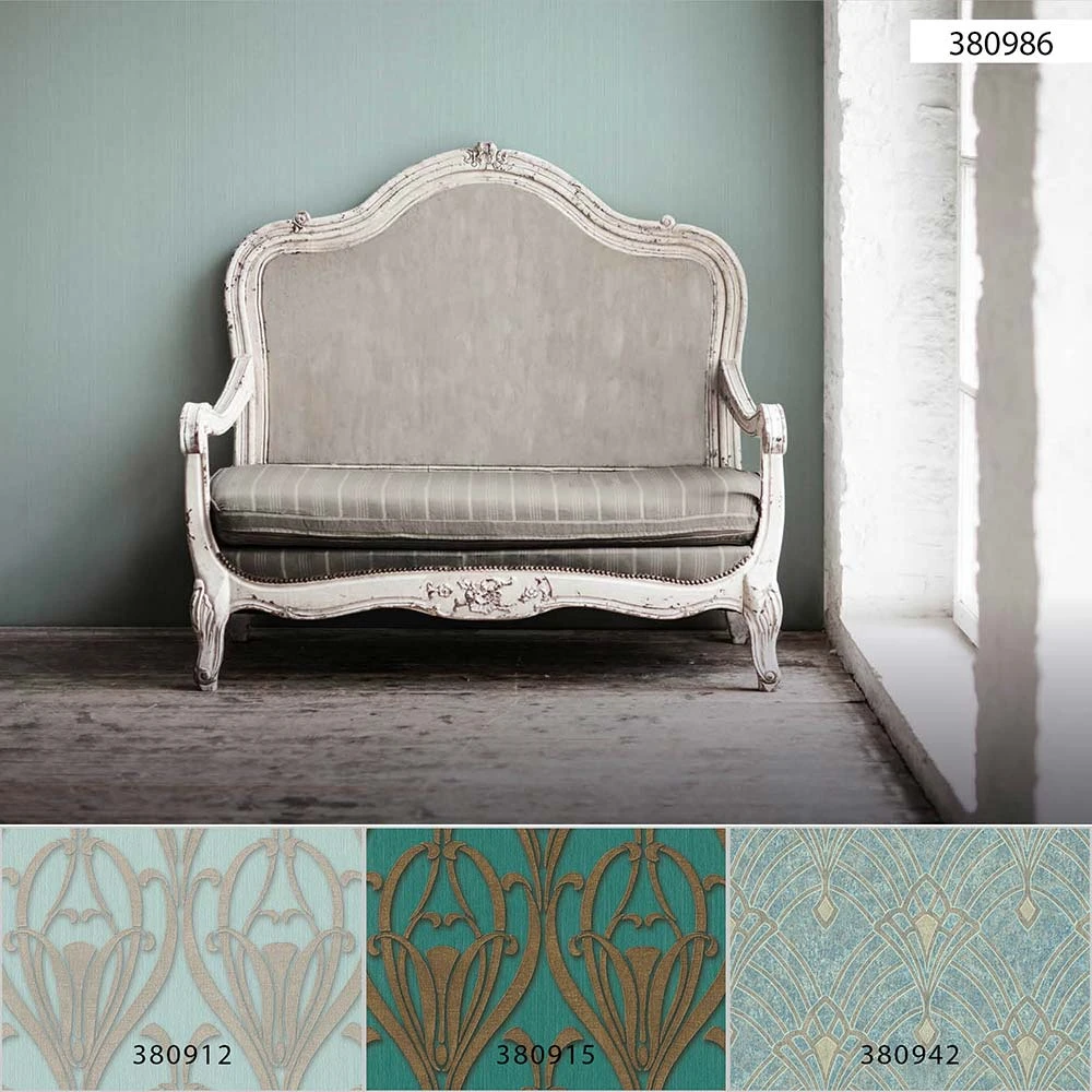 Tapete Vlies Einfarbig Streifen Türkis 38098-6 7 Tapete Vlies Einfarbig Streifen Türkis 38098-6 – Bild 5