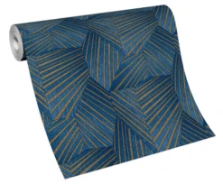 Tapete Vlies Elle Dreiecke 3D Blau Gold Glanz 10152-08 -Tapetengeschäft Tapete Vlies Elle Dreiecke 3D blau gold Glanz 10152 08 63207000