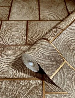 Tapete Vlies Fliesen Holz Kacheln Braun Gold 85763 -Tapetengeschäft Tapete Vlies Fliesen Holz Kacheln braun bronze 85763 63210266 3