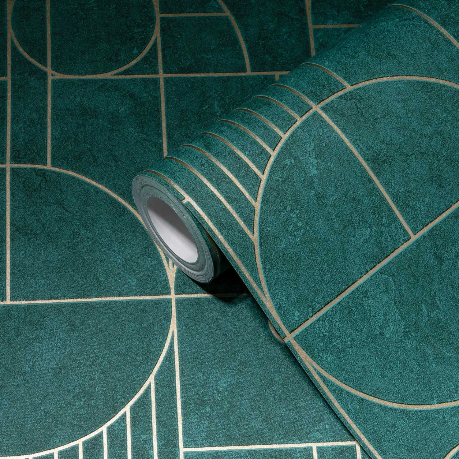 A.S. Creation Tapete Vlies Grafisch Fliesen Dunkelgrün Gold 38699-3 5 A.S. Creation Tapete Vlies Grafisch Fliesen Dunkelgrün Gold 38699-3 – Bild 3