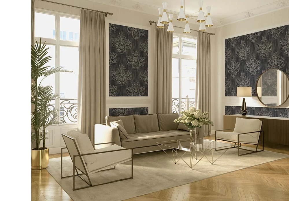 Tapete Vlies Ornamente Barock Anthrazit Gold 38096-4 6 Tapete Vlies Ornamente Barock Anthrazit Gold 38096-4 – Bild 4