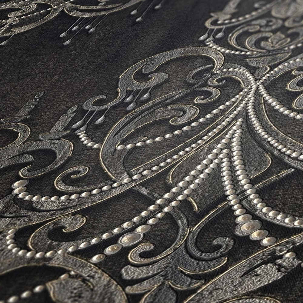 Tapete Vlies Ornamente Barock Anthrazit Gold 38096-4 5 Tapete Vlies Ornamente Barock Anthrazit Gold 38096-4 – Bild 3