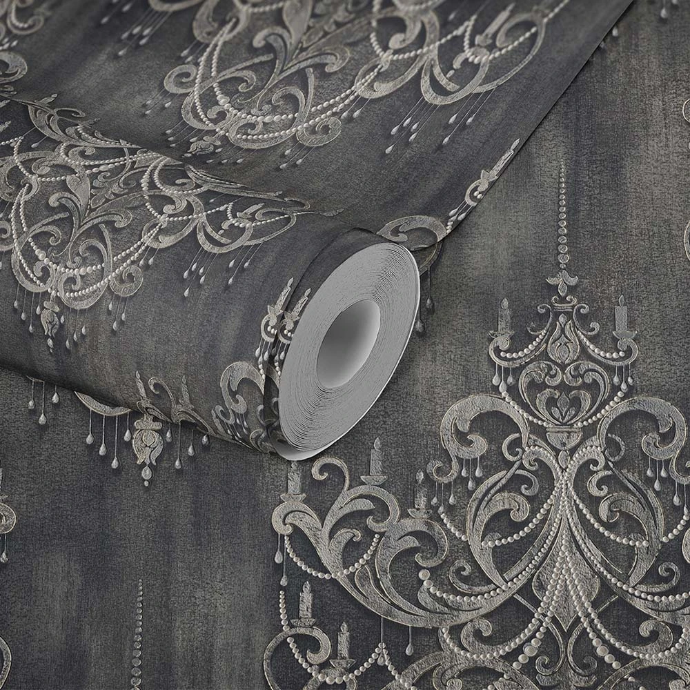 Tapete Vlies Ornamente Barock Anthrazit Gold 38096-4 3 Tapete Vlies Ornamente Barock Anthrazit Gold 38096-4