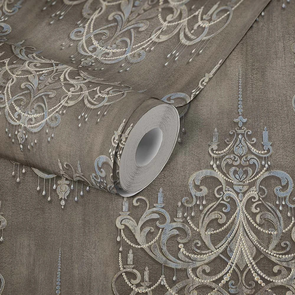 Tapete Vlies Ornamente Barock Braun Blau Weiss 38096-1 3 Tapete Vlies Ornamente Barock Braun Blau Weiss 38096-1