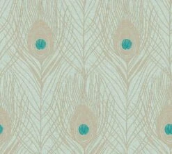 Tapete Vlies Pfau Feder Mint Creme Glanz 36971-3