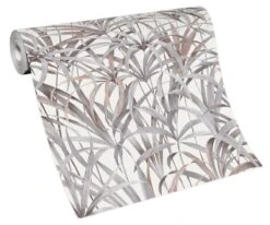 Tapete Vlies Pflanzen Dschungel Weiß Grau Braun 10213-10 -Tapetengeschäft Tapete Vlies Pflanzen Dschungel weiss grau braun 10213 10 63210060 4