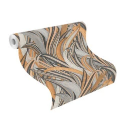 Tapete Vlies Rasch Blätter Gräser Braun Grau 541274