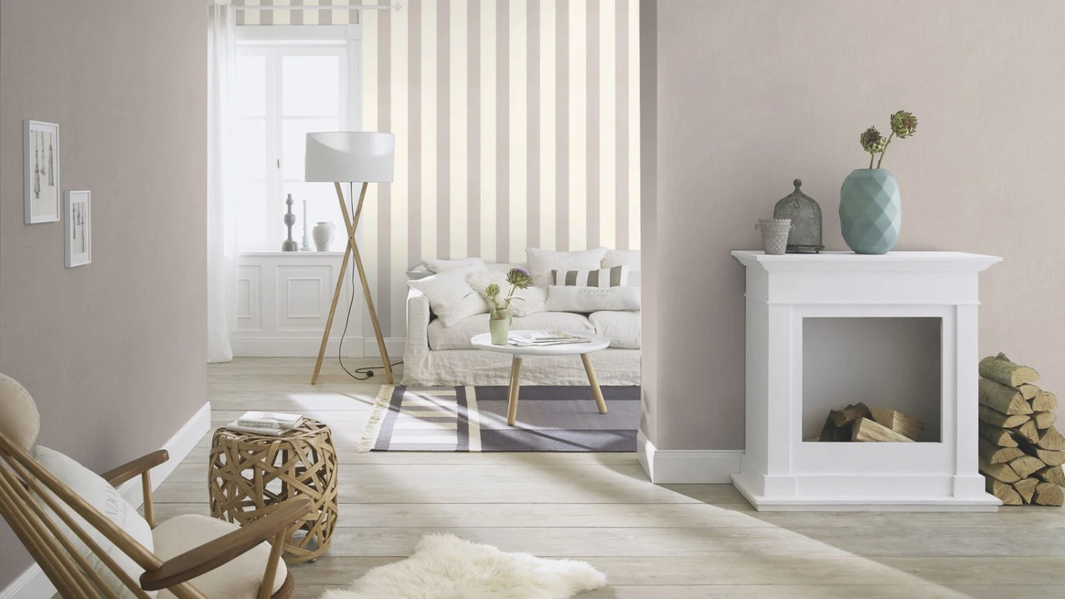 Tapete Vlies Rasch Blockstreifen Hellgrau Weiß 485424 4 Tapete Vlies Rasch Blockstreifen Hellgrau Weiß 485424 – Bild 2