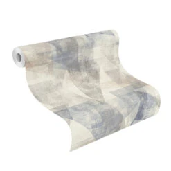 Tapete Vlies Rasch Patchwork Dreiecke Blau Grau 617955