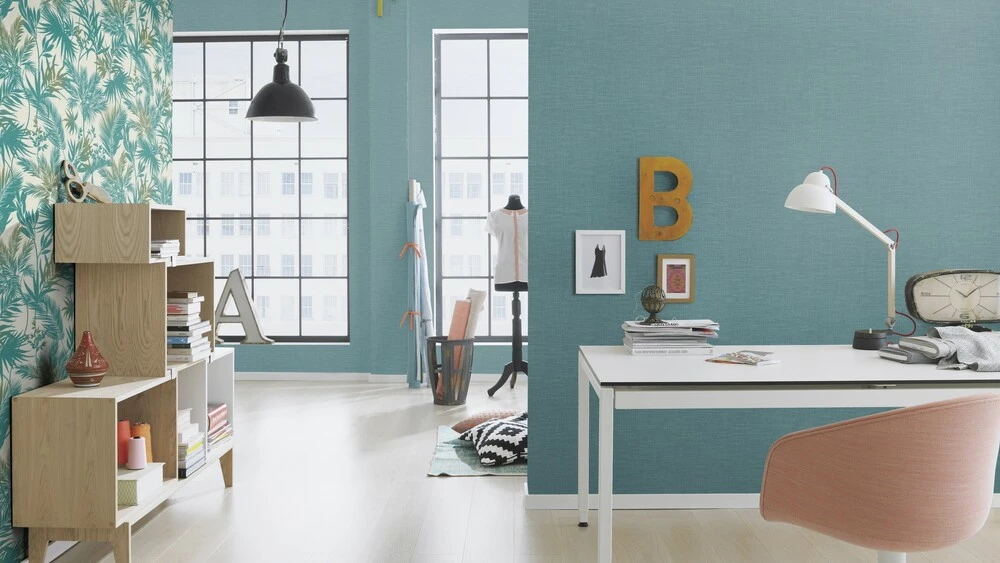 Tapete Vlies Uni Textilstruktur Türkis Rasch 700473 7 Tapete Vlies Uni Textilstruktur Türkis Rasch 700473 – Bild 5