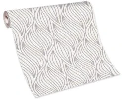 Tapete Vlies 10063-14 Wellenmuster Creme Grau Glanz