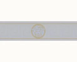 Versace Home Bordüre Medusa Silber-grau Gold Glanz 93522-5