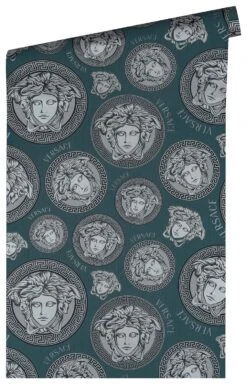 Versace Vliestapete 38611-1 Medusa Silber Petrol 12 Versace Vliestapete 38611-1 Medusa Silber Petrol -Tapetengeschäft Vliestapete 38611 1 Medusa Petrol VERSACE Home Tapete 63213730 2