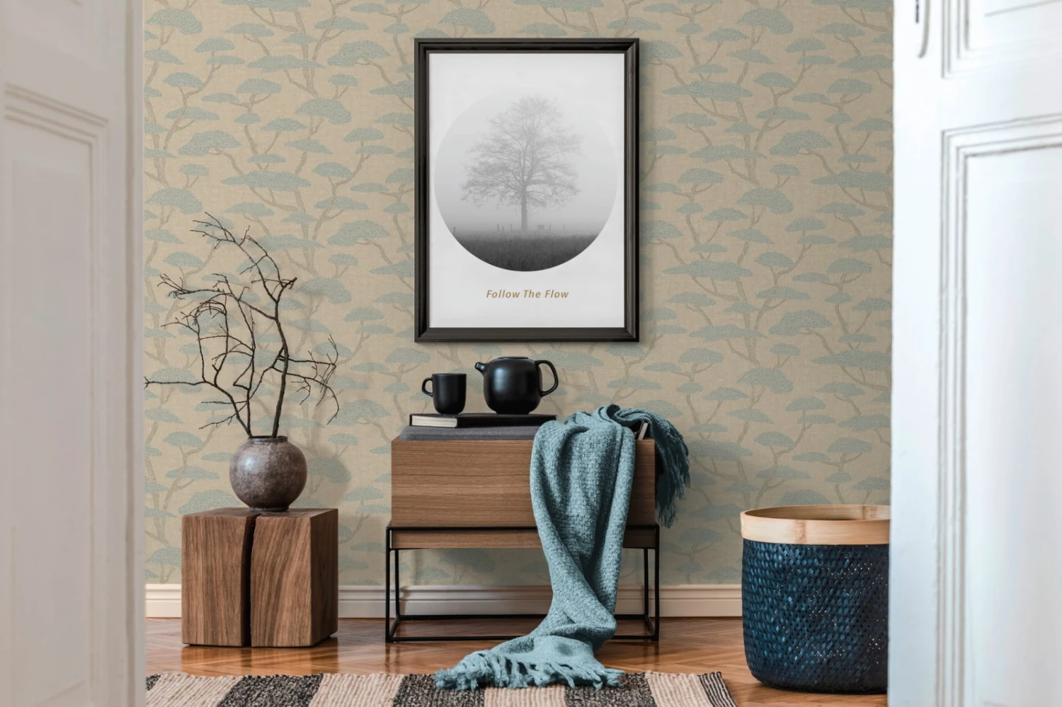 A.S. Creation Vliestapete 38741-1 AS Creation Beige Blau Baum Pinien 7 A.S. Creation Vliestapete 38741-1 AS Creation Beige Blau Baum Pinien – Bild 5