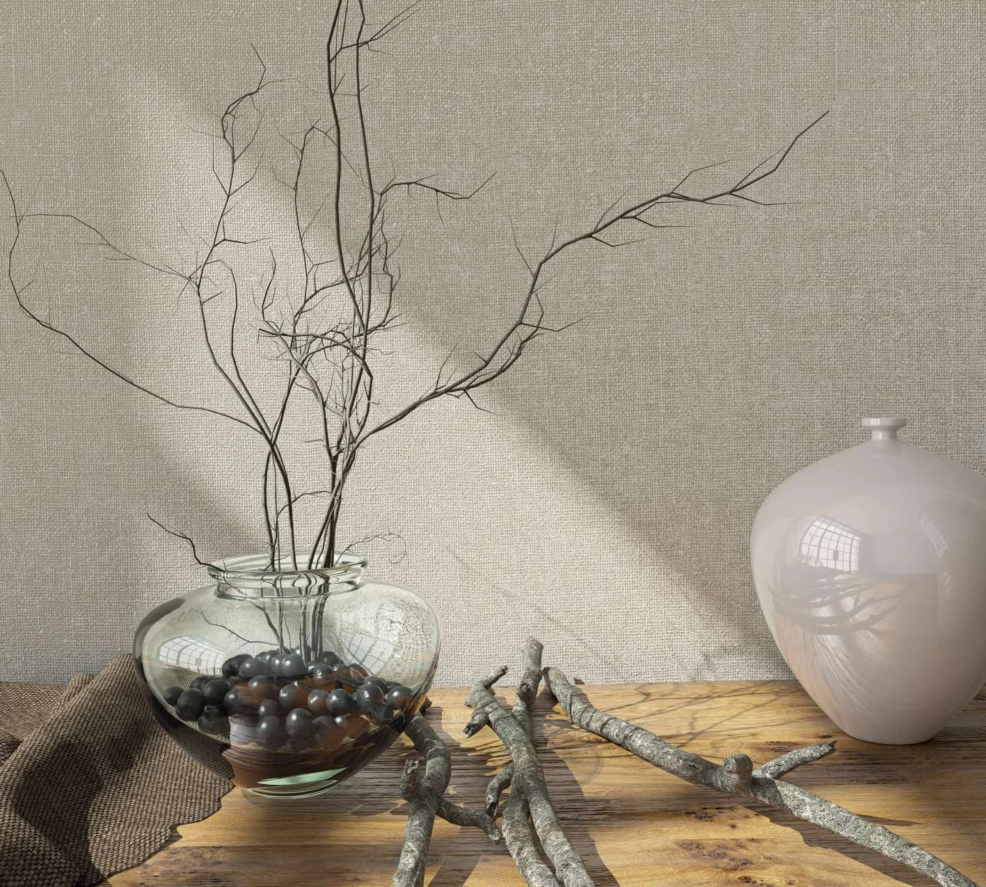 Vliestapete Beige Creme Stoff Optik Marburg 34177 5 Vliestapete Beige Creme Stoff Optik Marburg 34177 – Bild 3