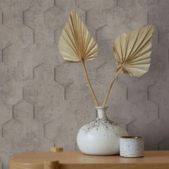 Vliestapete Braun Grau Waben 3D Optik Marburg 34162