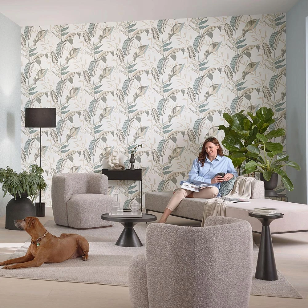 Vliestapete Elle Blattmuster Weiß Grün Beige 10332-07 9 Vliestapete Elle Blattmuster Weiß Grün Beige 10332-07 – Bild 7
