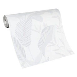 Vliestapete Elle Blattmuster Weiß Hellgrau 10332-01 -Tapetengeschäft Vliestapete Elle Blaetter Weiss Hellgrau 10332 01 63216399 1