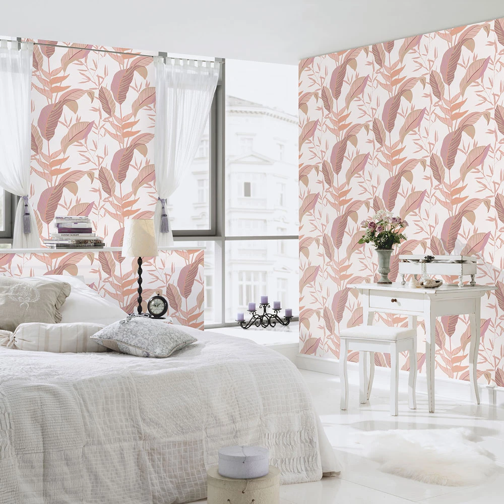 Vliestapete Elle Blattmuster Rosa Gold Metallic 10332-05 3 Vliestapete Elle Blattmuster Rosa Gold Metallic 10332-05