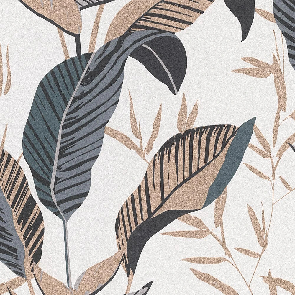 Vliestapete Elle Blattmuster Weiß Schwarz Gold 10332-15 4 Vliestapete Elle Blattmuster Weiß Schwarz Gold 10332-15 – Bild 2