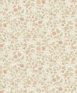 Vliestapete Textiloptik Floral Beige Orange Rot JS3103