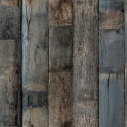 Balken Holz-Optik Tapete GranDeco WL1402 Blau Braun