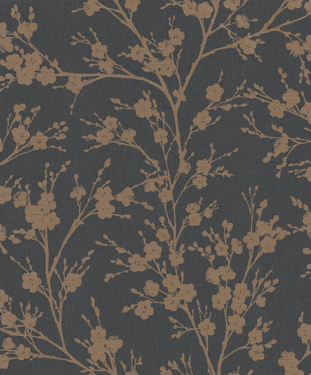 Vliestapete Ivy Floral Schwarz Gold 6812-50 Novamur