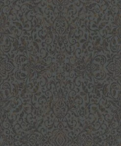Vliestapete Ornament Anthrazit Kupfer Metallic 296166