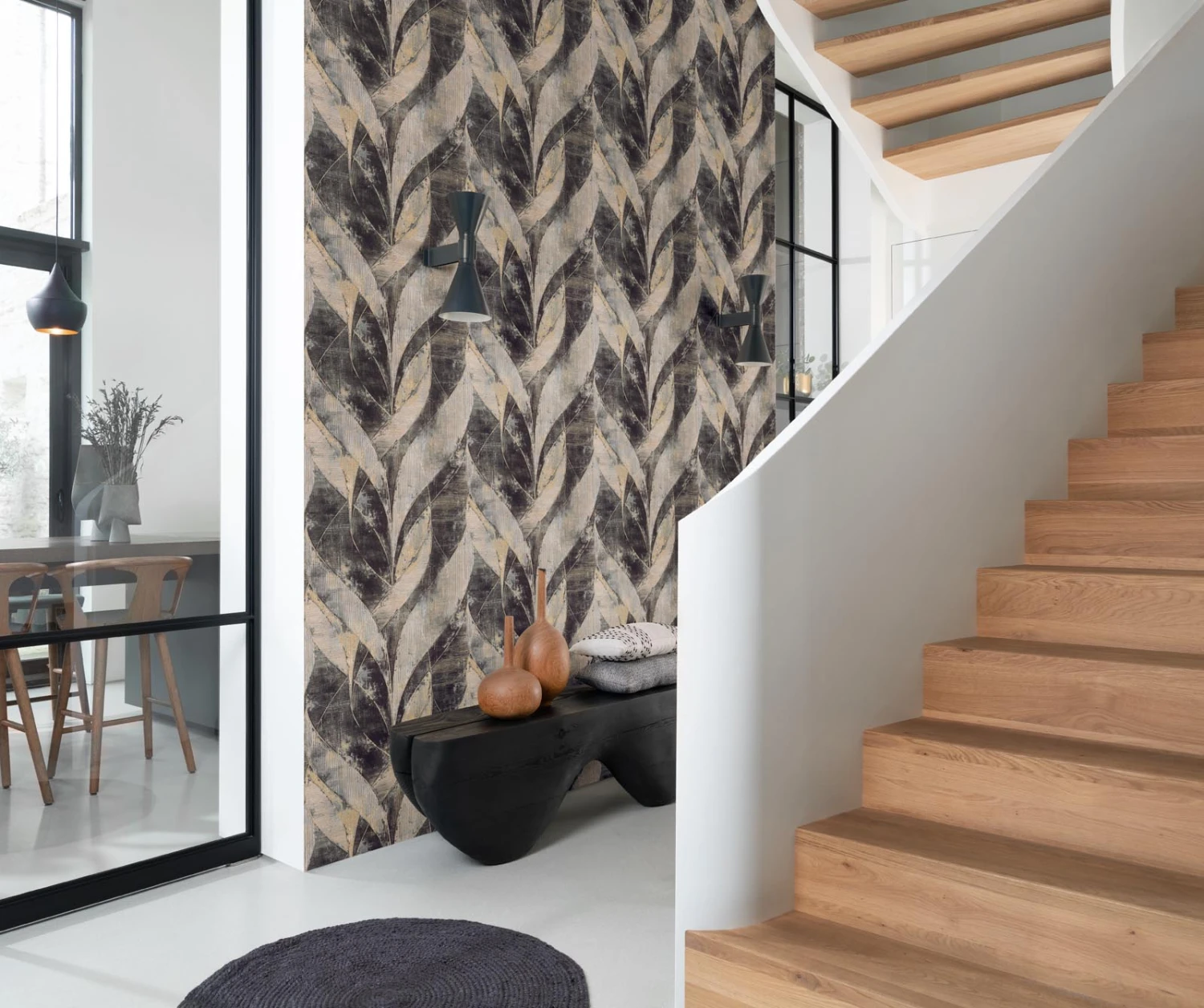 Vliestapete Pflanzen Blätter Anthrazit 520071 Rasch 4 Vliestapete Pflanzen Blätter Anthrazit 520071 Rasch – Bild 2