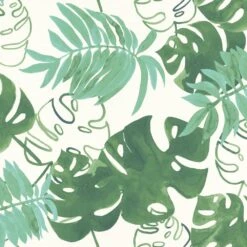 Vliestapete Tropen Blätter Grün Weiß 138886