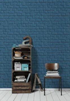 Vliestapete Steinmauer Blau 36912-3 -Tapetengeschäft Vliestapete Stein Mauer blau 36912 3 191312