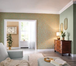 Rasch Tapete Trianon Einfarbig Glänzend Grün 570069 -Tapetengeschäft Vliestapete Uni Meliert Einfarbig gruen Rasch 570069 63212805 3